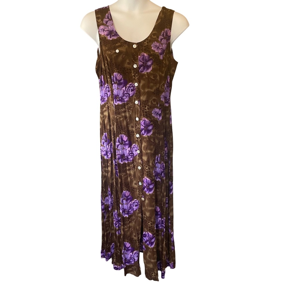 Womens Fairy Grunge Floral Button‎ Front Maxi Dress Size 14 Cottage Boho